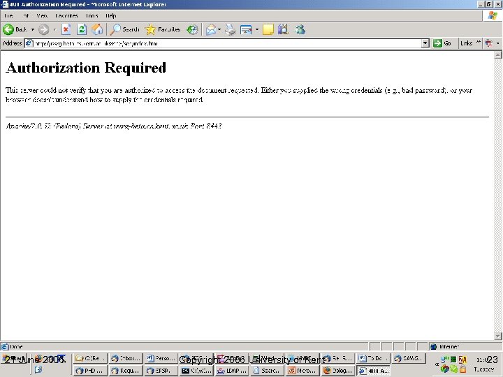 21 June 2006 Copyright 2006 University of Kent 23 