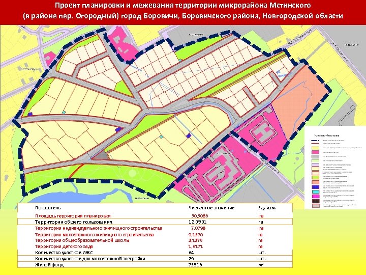 Проект планировки и межевания территории микрорайона Мстинского (в районе пер. Огородный) город Боровичи, Боровичского