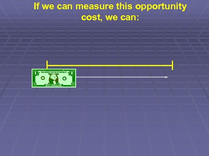 If we can measure this opportunity cost, we can: 