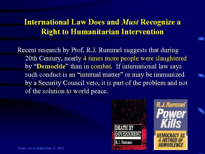 International Law Does and Must Recognize a Right to Humanitarian Intervention Recent research by