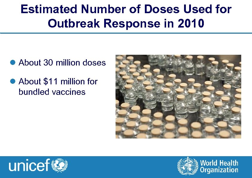 Estimated Number of Doses Used for Outbreak Response in 2010 l About 30 million