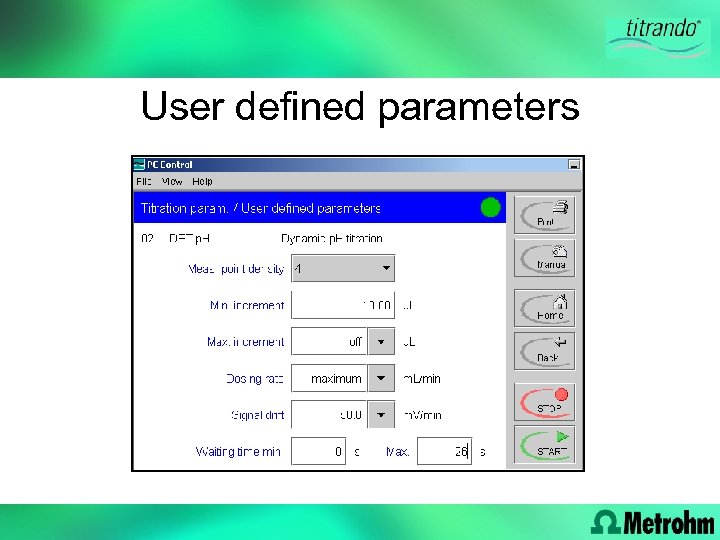 User defined parameters 