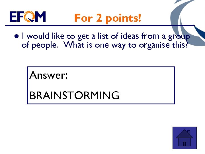 For 2 points! l I would like to get a list of ideas from