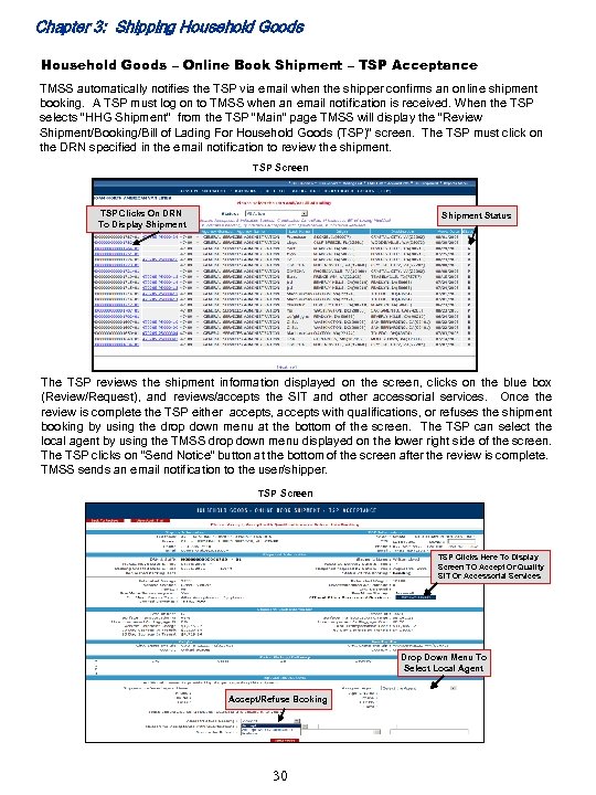 Chapter 3: Shipping Household Goods – Online Book Shipment – TSP Acceptance TMSS automatically