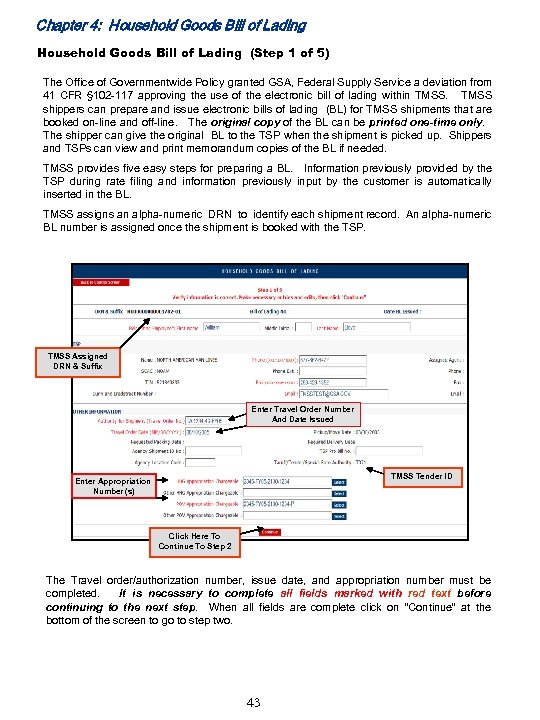 Chapter 4: Household Goods Bill of Lading (Step 1 of 5) The Office of