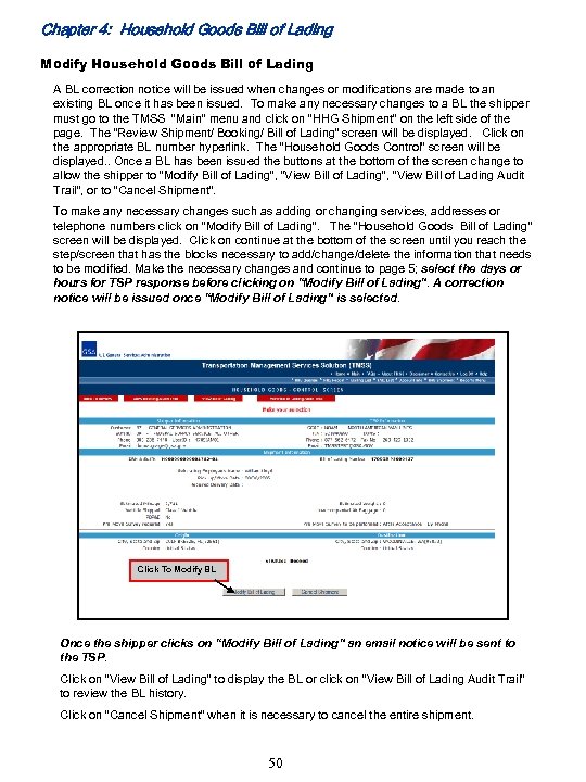 Chapter 4: Household Goods Bill of Lading Modify Household Goods Bill of Lading A