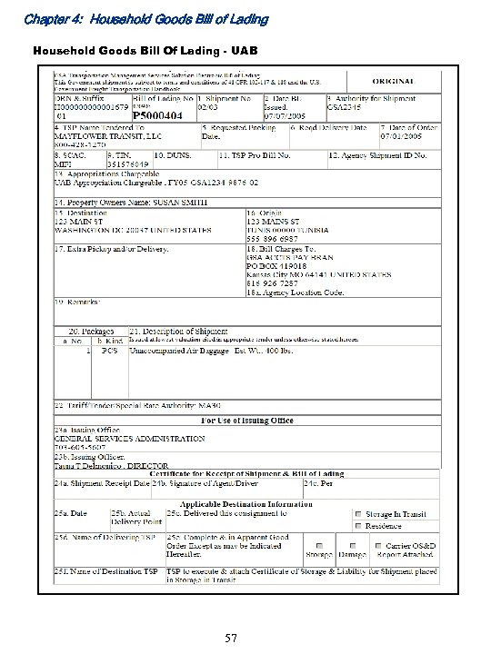 Chapter 4: Household Goods Bill of Lading Household Goods Bill Of Lading - UAB