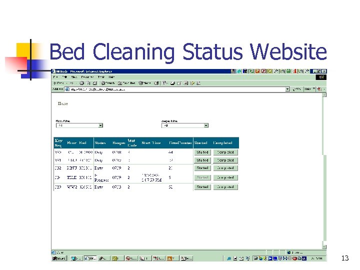 Bed Cleaning Status Website 13 