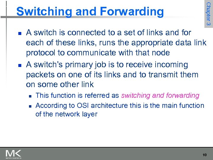 Chapter 3 Switching and Forwarding n n A switch is connected to a set