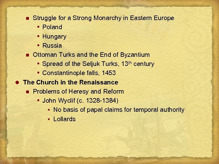 Struggle for a Strong Monarchy in Eastern Europe Poland Hungary Russia n Ottoman Turks