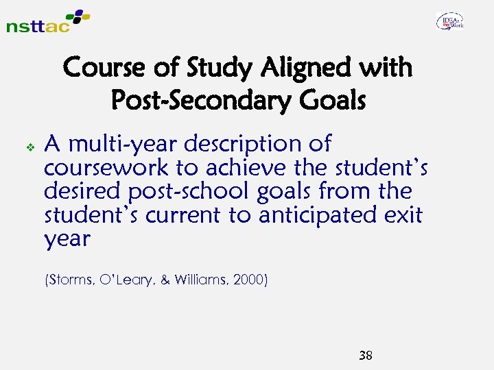 Course of Study Aligned with Post-Secondary Goals v A multi-year description of coursework to