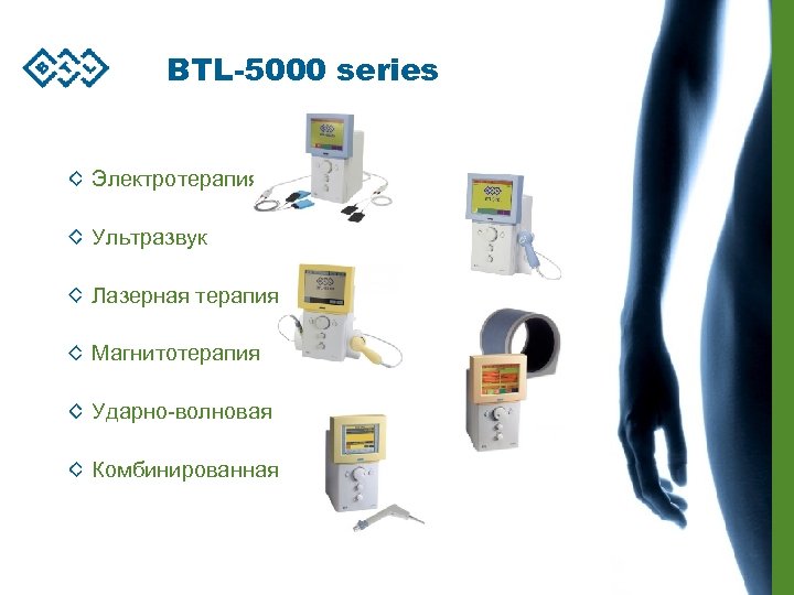 BTL-5000 series Электротерапия Ультразвук Лазерная терапия Магнитотерапия Ударно-волновая Комбинированная 