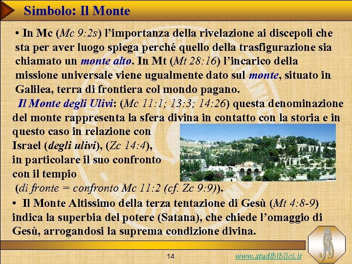 Simbolo: Il Monte • In Mc (Mc 9: 2 s) l’importanza della rivelazione ai