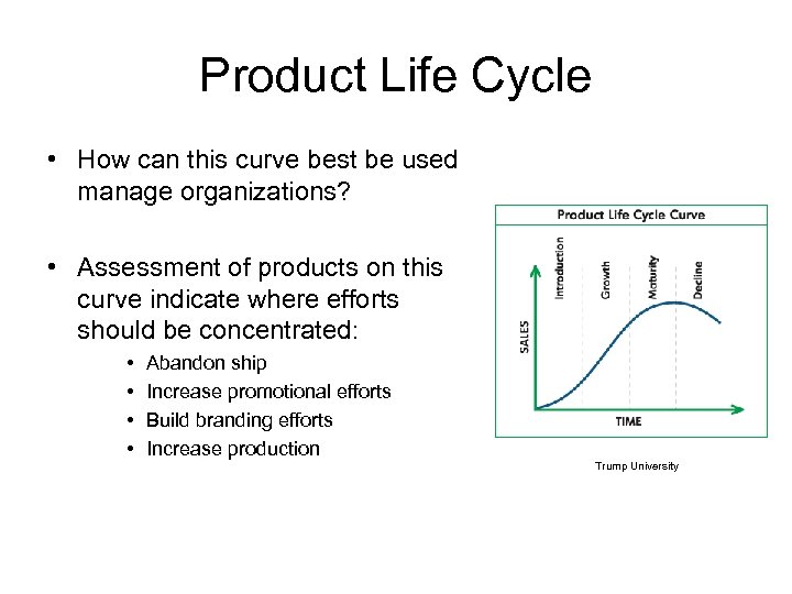 Product Life Cycle • How can this curve best be used manage organizations? •