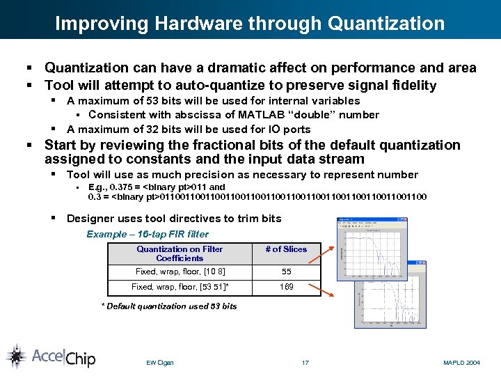 Improving Hardware through Quantization § Quantization can have a dramatic affect on performance and