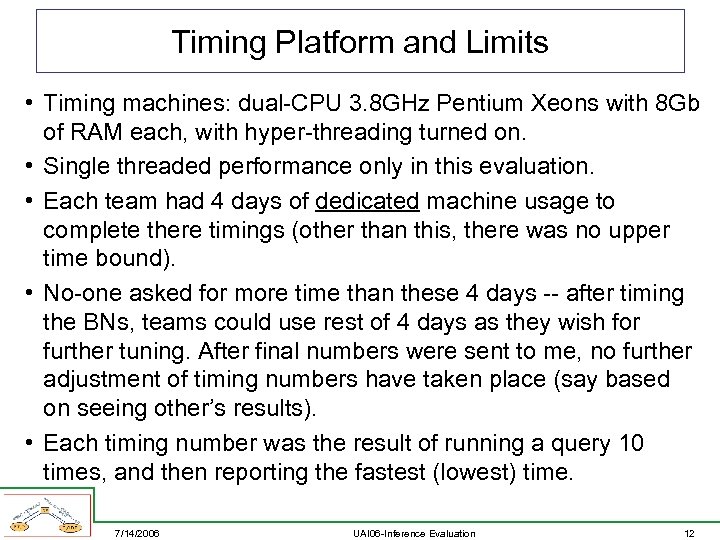 Timing Platform and Limits • Timing machines: dual-CPU 3. 8 GHz Pentium Xeons with