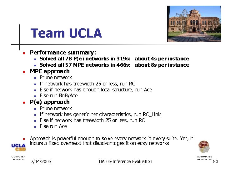 Team UCLA n Performance summary: n n n MPE approach n n n Prune