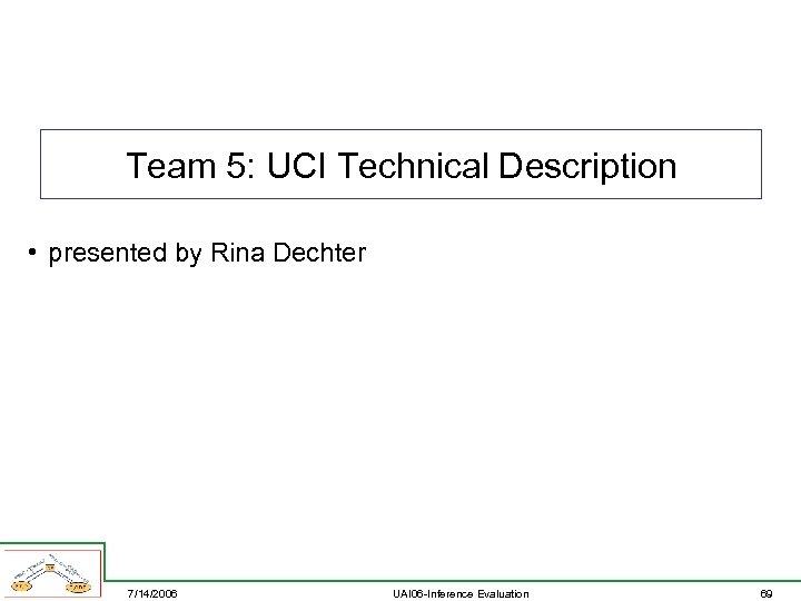 Team 5: UCI Technical Description • presented by Rina Dechter 7/14/2006 UAI 06 -Inference