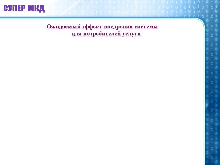 Ожидаемый эффект внедрения системы для потребителей услуги 