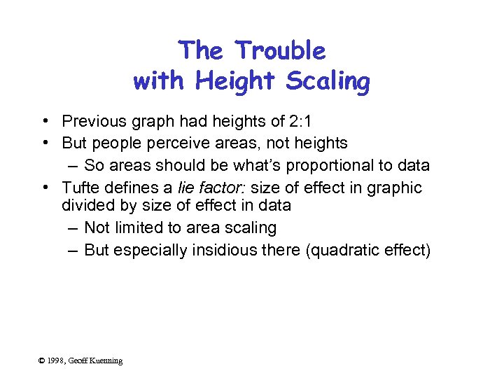 The Trouble with Height Scaling • Previous graph had heights of 2: 1 •