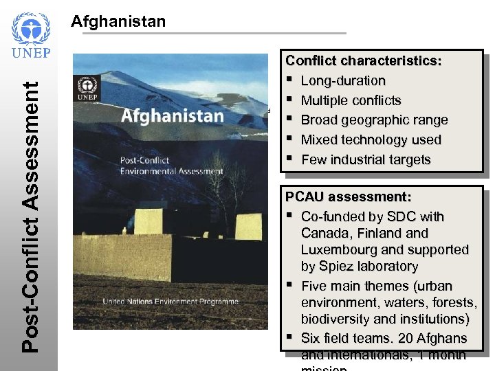 Post-Conflict Assessment Afghanistan PCAU Assessment: § Co-funded by SDC with Canada, Finland Luxembourg and