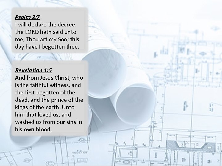 Psalm 2: 7 I will declare the decree: the LORD hath said unto me,