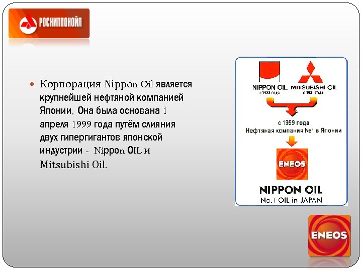  Корпорация Niрроn Oil является крупнейшей нефтяной компанией Японии. Она была основана 1 апреля