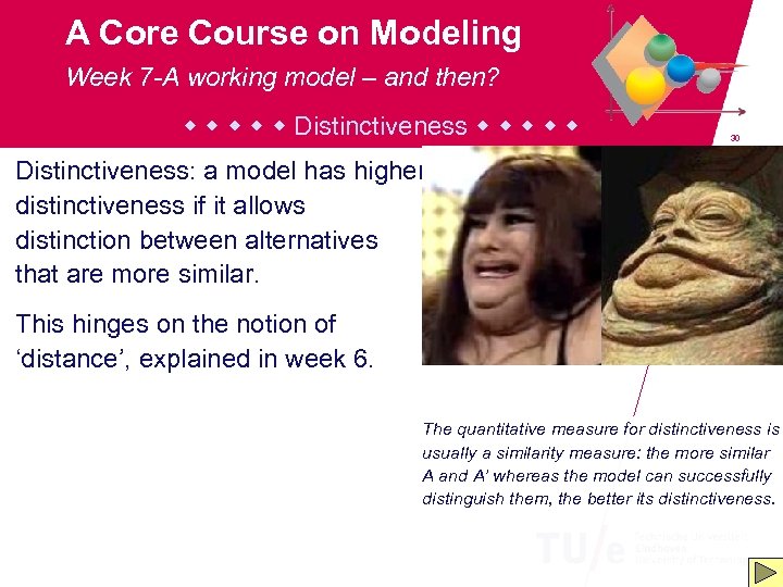 A Core Course on Modeling Week 7 -A working model – and then? Distinctiveness