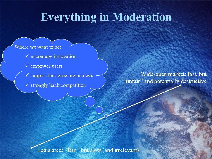 Everything in Moderation Where we want to be: ü encourage innovation ü empower users