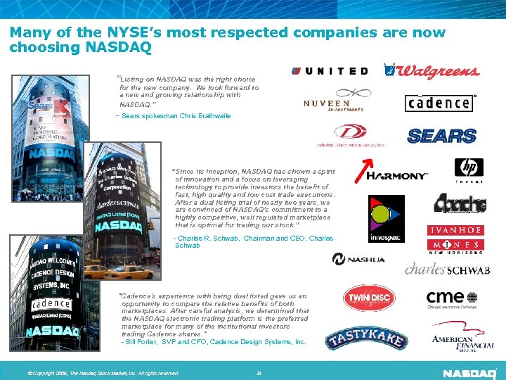 Many of the NYSE’s most respected companies are now choosing NASDAQ “Listing on NASDAQ
