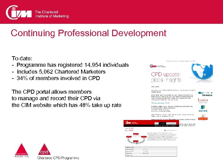 Continuing Professional Development To date: - Programme has registered 14, 954 individuals - Includes