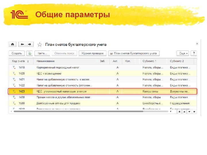 Общие параметры 