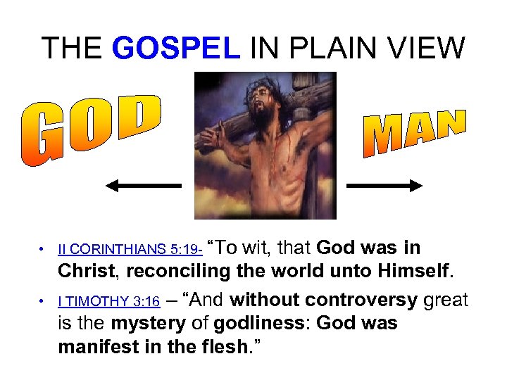 THE GOSPEL IN PLAIN VIEW “To wit, that God was in Christ, reconciling the