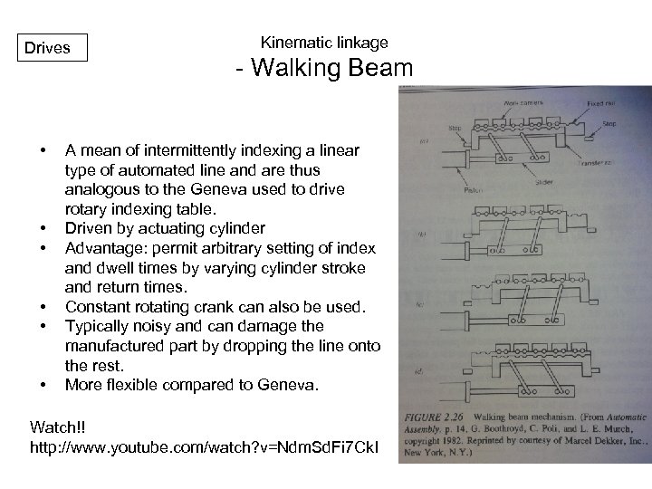 Drives • • • Kinematic linkage - Walking Beam A mean of intermittently indexing