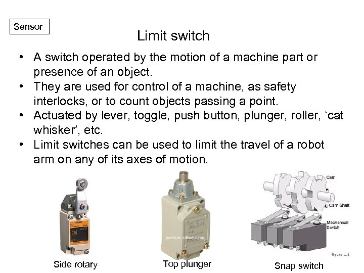 Sensor Limit switch • A switch operated by the motion of a machine part