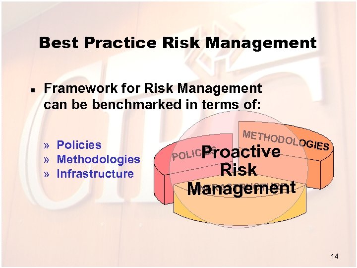 Best Practice Risk Management n Framework for Risk Management can be benchmarked in terms