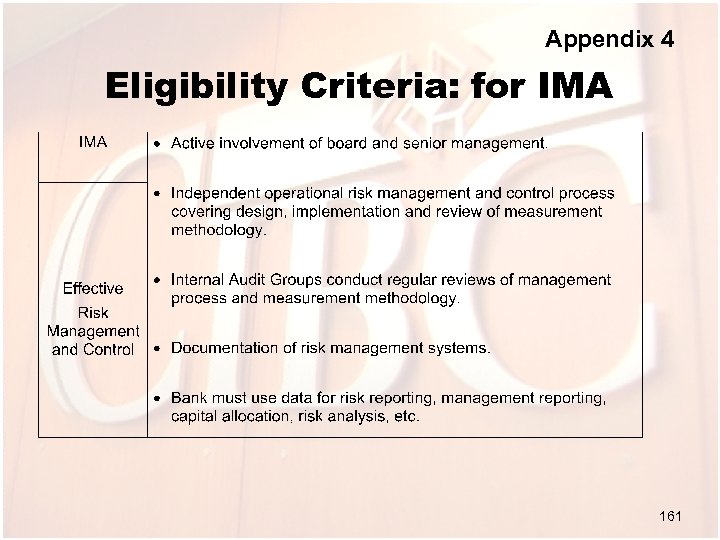 Appendix 4 Eligibility Criteria: for IMA 161 