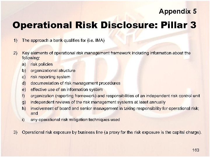 Appendix 5 Operational Risk Disclosure: Pillar 3 163 