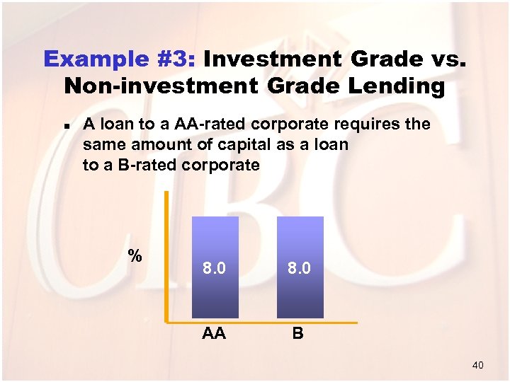 Example #3: Investment Grade vs. Non-investment Grade Lending n A loan to a AA-rated