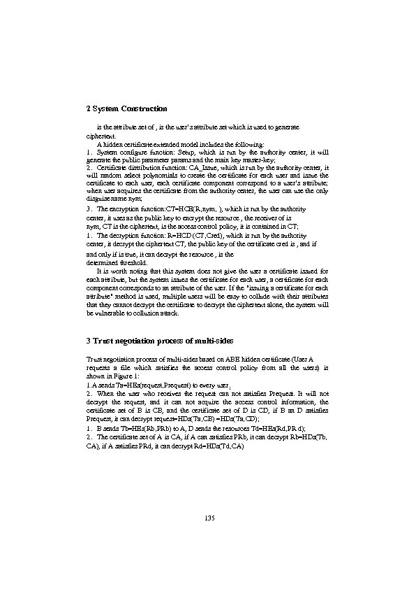 2 System Construction is the attribute set of , is the user’s attribute set