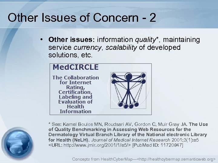 Other Issues of Concern - 2 • Other issues: information quality*, maintaining service currency,