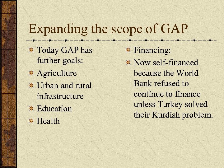 Expanding the scope of GAP Today GAP has further goals: Agriculture Urban and rural