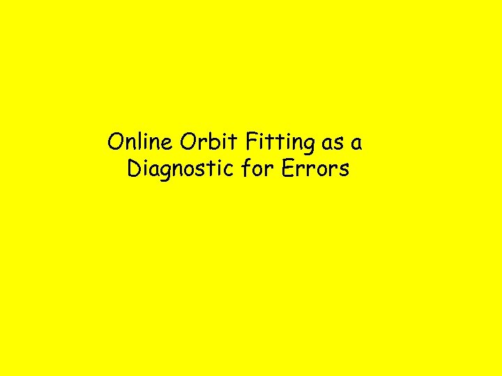 Online Orbit Fitting as a Diagnostic for Errors 