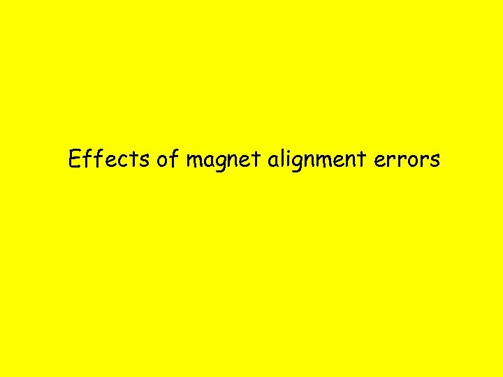 Effects of magnet alignment errors 