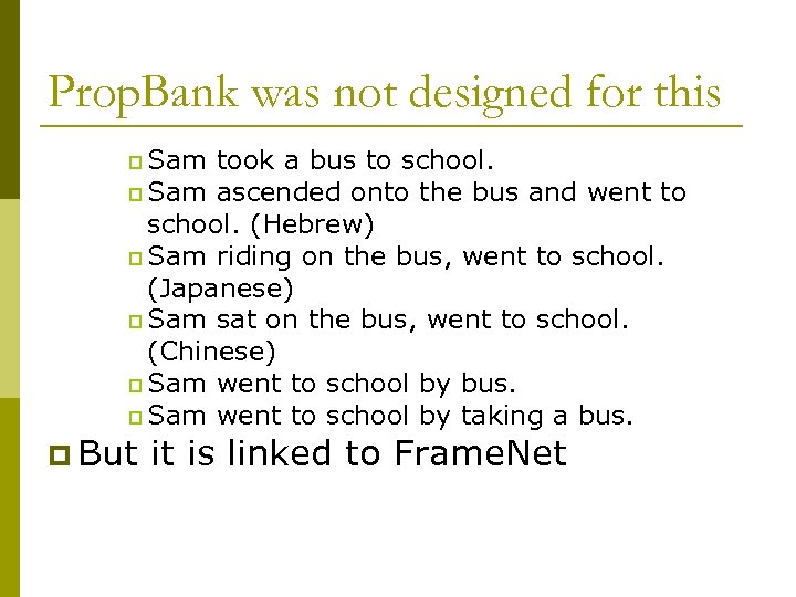 Prop. Bank was not designed for this p Sam took a bus to school.