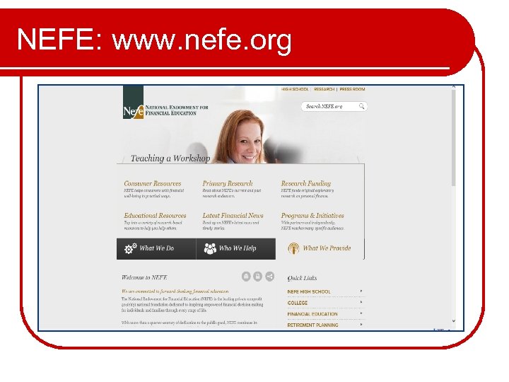 NEFE: www. nefe. org 