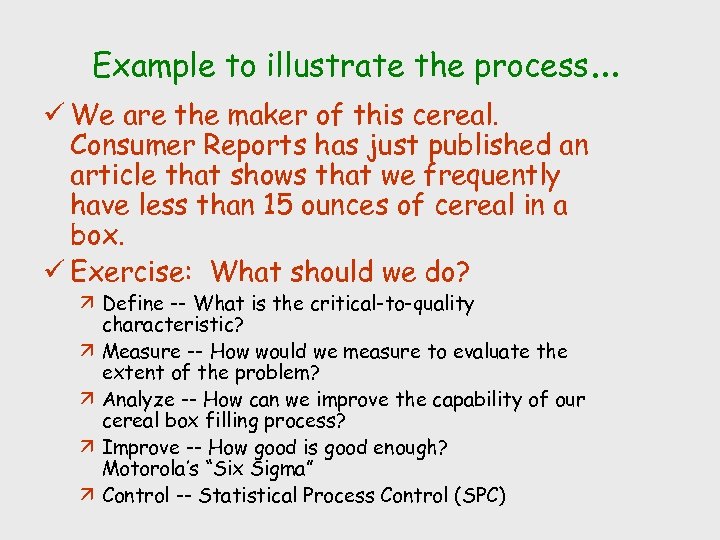 Example to illustrate the process… ü We are the maker of this cereal. Consumer