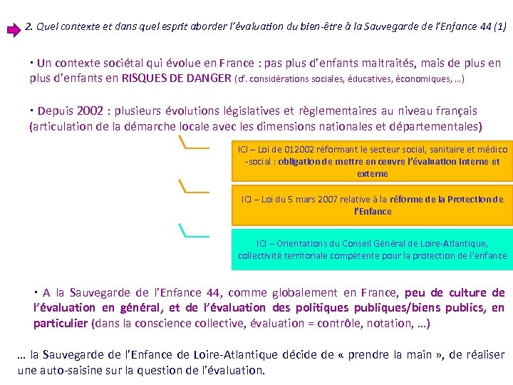 2. Quel contexte et dans quel esprit aborder l’évaluation du bien-être à la Sauvegarde