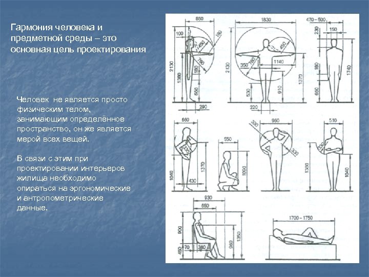 Гармония человека и предметной среды – это основная цель проектирования Человек не является просто