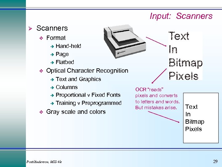 Input: Scanners Ø Scanners v Format Hand-held è Page è Flatbed è v Optical